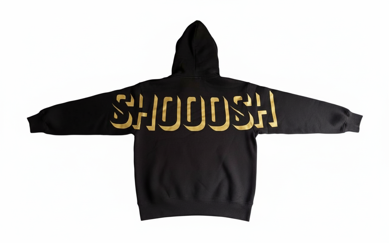 Black Hoodie – Gold SHOOOSH Logo