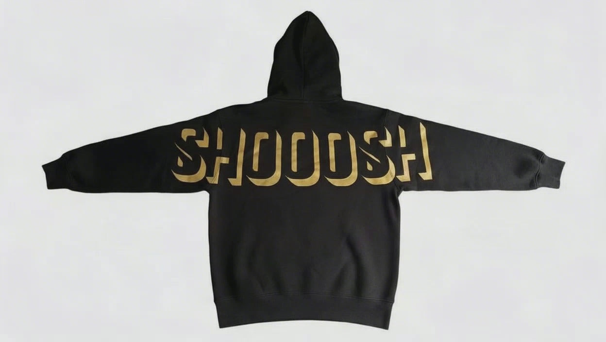 Black Hoodie – Gold SHOOOSH Logo